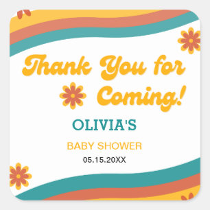 Sticker Carré Voici le Baby shower du Merci fils