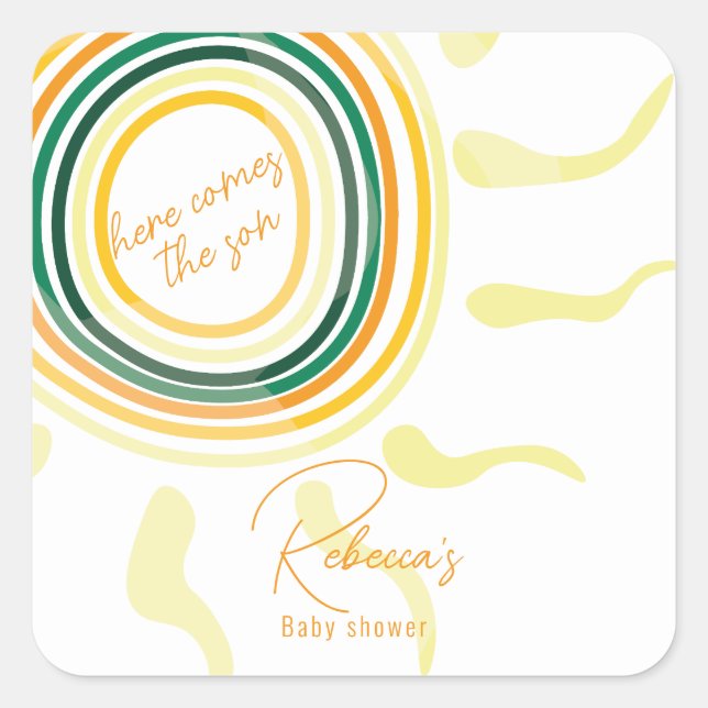 Sticker Carré Voici le fils Baby Shower Invitation (Devant)