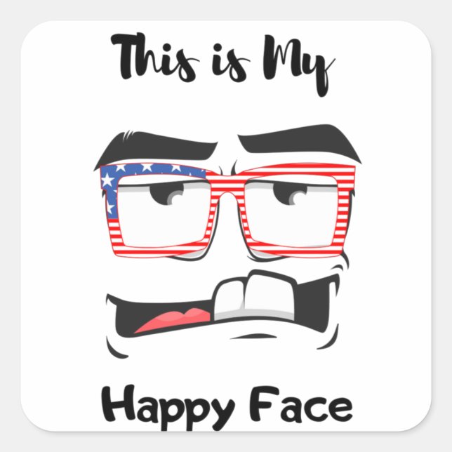Sticker Carré Voici My Happy Face Funny Angry Face Stiker (Devant)