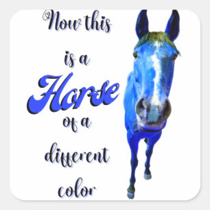 Sticker Carré Voici un cheval d'une couleur différente en bleu