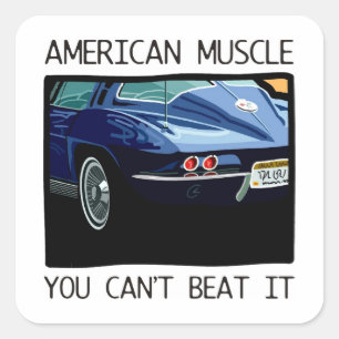 Sticker Carré Voiture américaine de muscle, classique et V8 ble