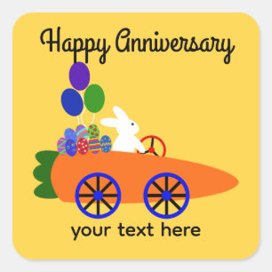 Sticker Carré Voiture Bunny Carrot Joyeux Anniversaire #3 Sticke