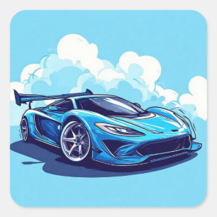 Sticker Carré Voiture de sport bleue sous un ciel clair