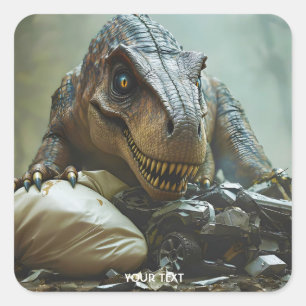 Sticker Carré Voiture d'épave Imaginaire Cute Trex