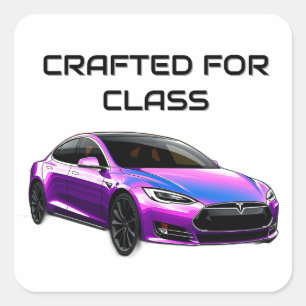 Sticker Carré Voiture électrique avec éclaboussures de couleurs 