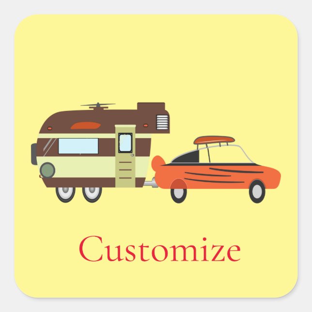 Sticker Carré Voiture Vintage et Camper Thunder_Cove (Devant)