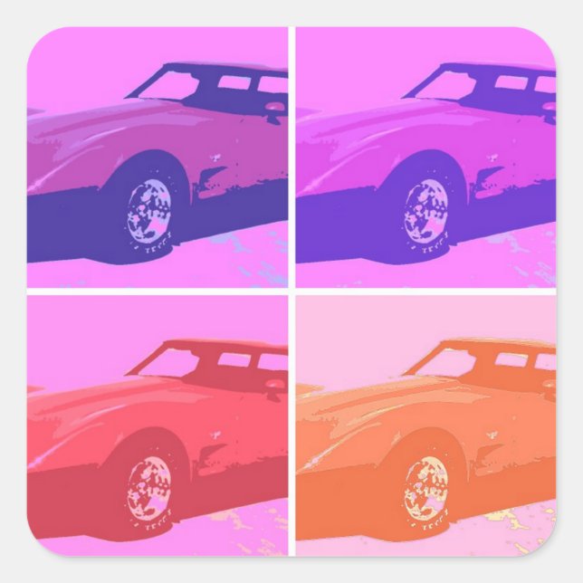 Sticker Carré Voitures Classiques 1979 (Devant)