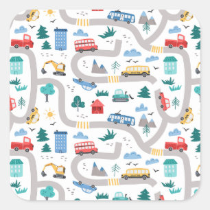Sticker Carré Voitures et véhicules Cartoon Motif Arrière - plan
