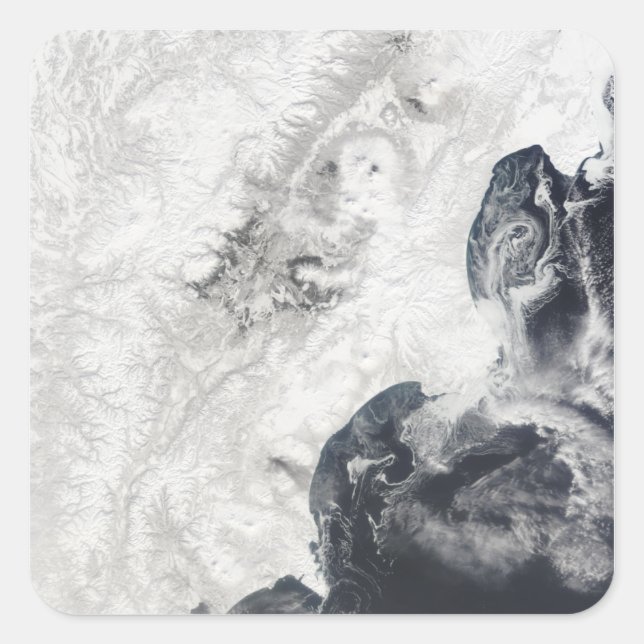 Sticker Carré Volcans dans la péninsule centrale du Kamchatka (Devant)