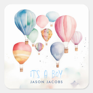 Sticker Carré Voler de l'air chaud ballons c'est un papier garço