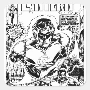 Sticker Carré Voler vert de lanternes, noir et blanc