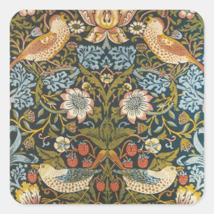 Sticker Carré Voleurs de fraises par William Morris, Art vintage