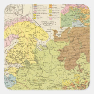 Sticker Carré Volkerkarte von Russland - Carte de la Russie