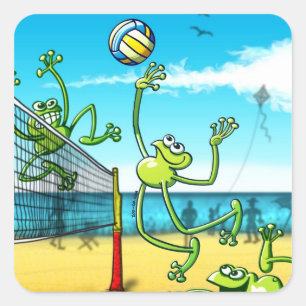 Sticker Carré Volley-ball Frog