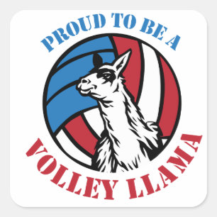 Sticker Carré Volley Llama Cadeau Giving Swag