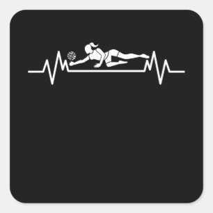 Sticker Carré Volleyball Heartbeat Funny Volleyball Sport Cadeau