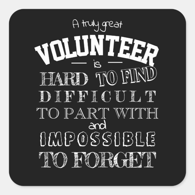 Sticker Carré Volontaire Merci Appréciation Cadeau noir (Devant)