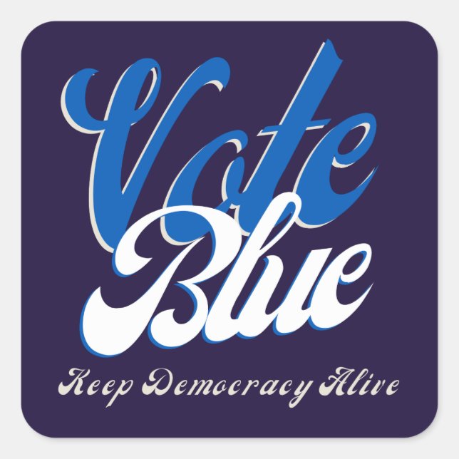 Sticker Carré Vote Blue Retro Style Word Art (Devant)