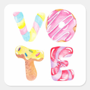 Sticker Carré Vote des donuts et des bonbons