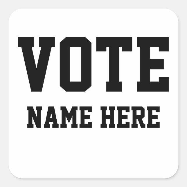 STICKER CARRÉ VOTE PERSONNALISER NOM (Devant)