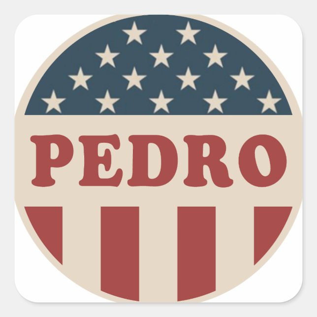 Sticker Carré Vote pour Pedro Classic Retro American Voter Butto (Devant)