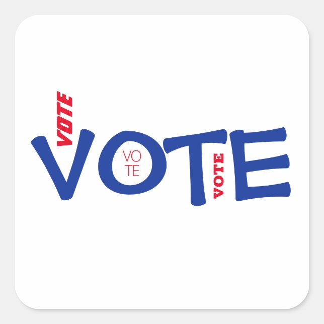 Sticker Carré Vote Rouge Blanc Bleu (Devant)