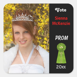 Sticker Carré Votez-moi pour Prom Queen (Vert)