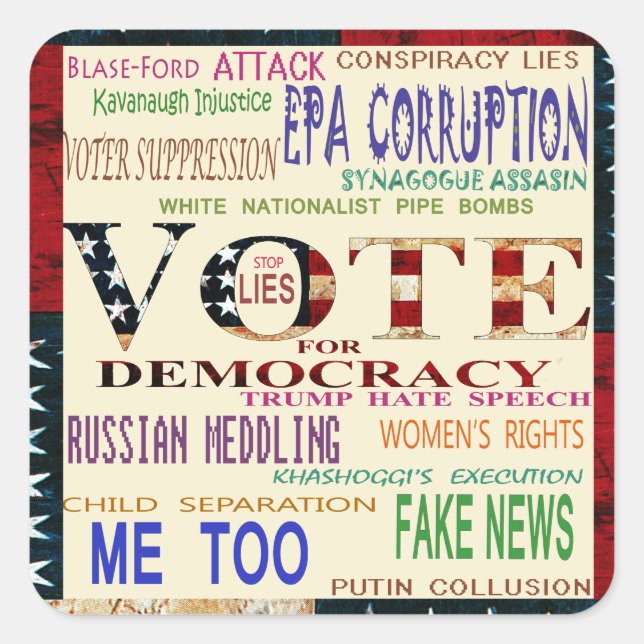 Sticker Carré Votez pour la démocratie (Devant)