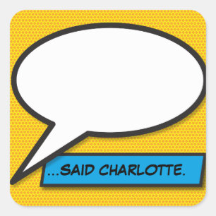 Sticker Carré Votre bulle de message de discussion drôle rétro b