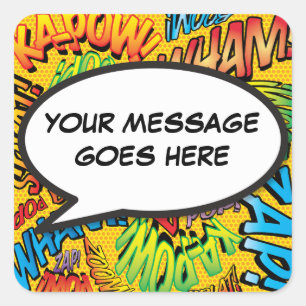 Sticker Carré Votre Bulle de Texte de Message Amusant Livre de B
