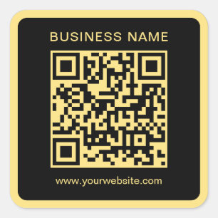 Sticker Carré Votre code QR personnalisé Black & Gold Scannable