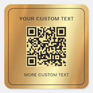 Sticker Carré Votre code QR scannable Gold Faux Texte Personnali