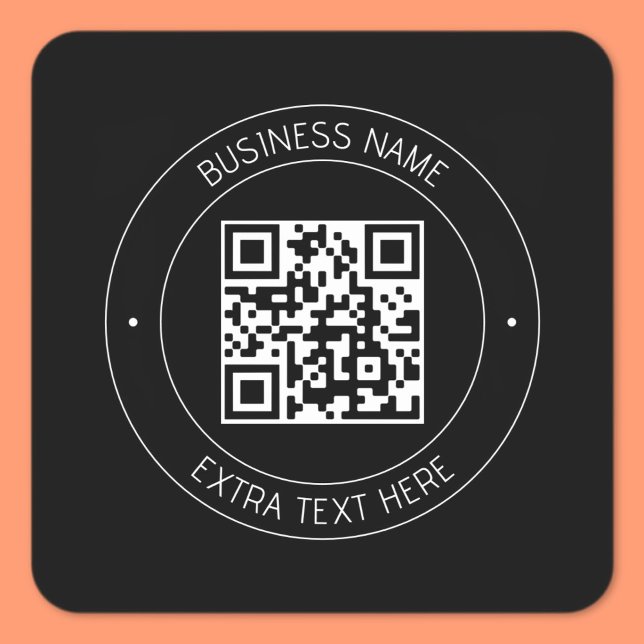 Sticker Carré Votre code QR & Texte modifiable | Noir & Blanc (Créateur téléchargé)