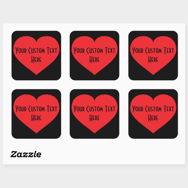 Sticker Carré Votre Coeur rouge de texte personnalisé (Feuille)