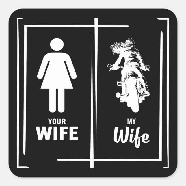 Sticker Carré Votre Femme Ma Femme Biker Femme Valentines Day (Devant)