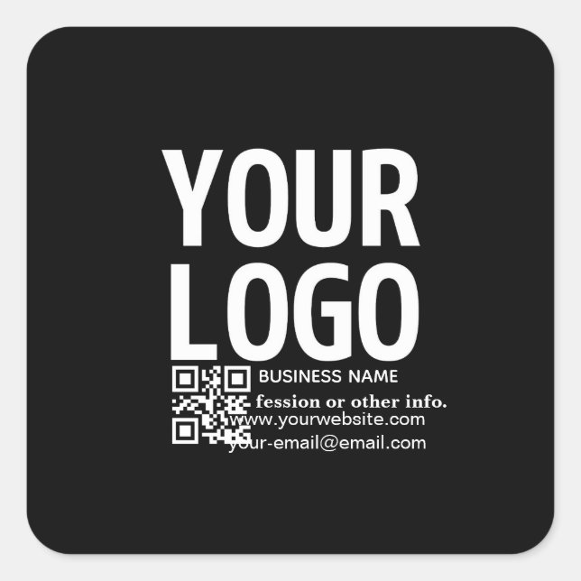 Sticker Carré Votre logo avec code QR et texte modifiables  (Devant)
