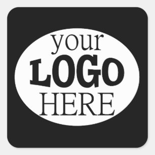 Sticker Carré Votre logo d'entreprise personnalisé sur fond noir
