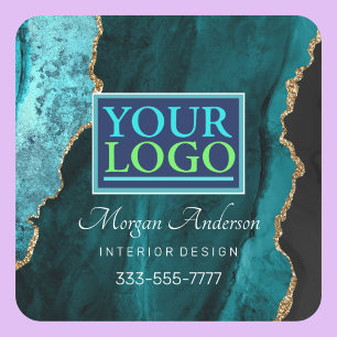 Sticker Carré Votre Logo do-it-yourself Turquoise Black & Gold A
