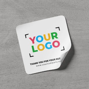 Sticker Carré Votre logo ici Merci Petite entreprise Blanche