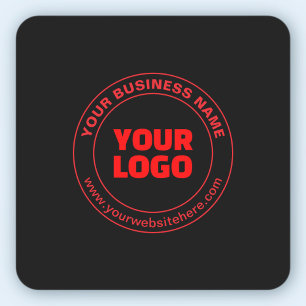 Sticker Carré Votre logo ou image et texte modifiable, rouge ou 