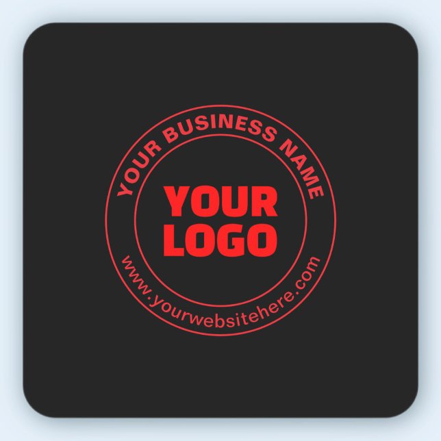 Sticker Carré Votre logo ou image et texte modifiable, rouge ou  (Créateur téléchargé)