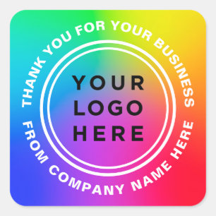 Sticker Carré Votre logo sur Rainbow Colors Merci Eyecatching