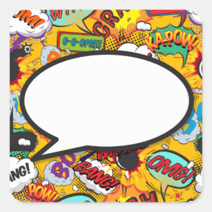 Sticker Carré Votre message Parole Bubble Fun Retro Comic Book