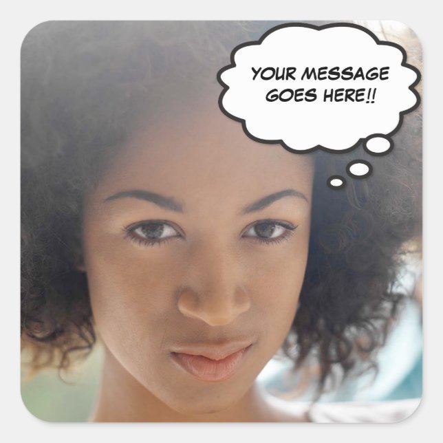 Sticker Carré Votre message photo Fun rétro bande dessinée Pop A (Devant)