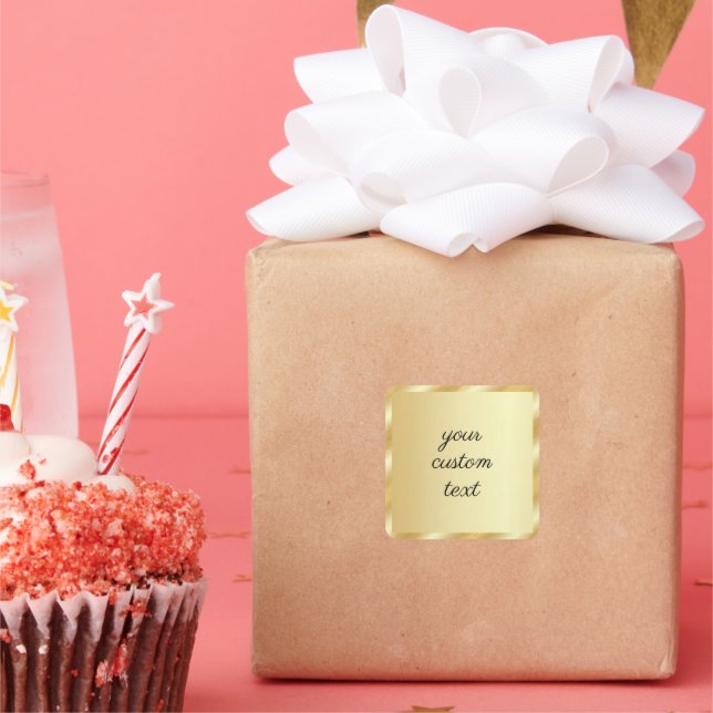 Sticker Carré Votre modèle de typographie de script or texte per (Fête)