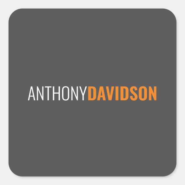 Sticker Carré Votre nom minimaliste Elegant Professional Grey (Devant)