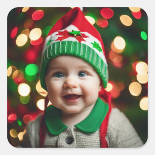 Sticker Carré Votre photo de Noël Une feuille entière d'autocoll