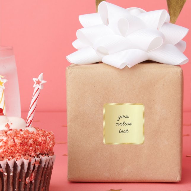 Sticker Carré Votre texte personnalisé modèle or typographie scr (Fête)