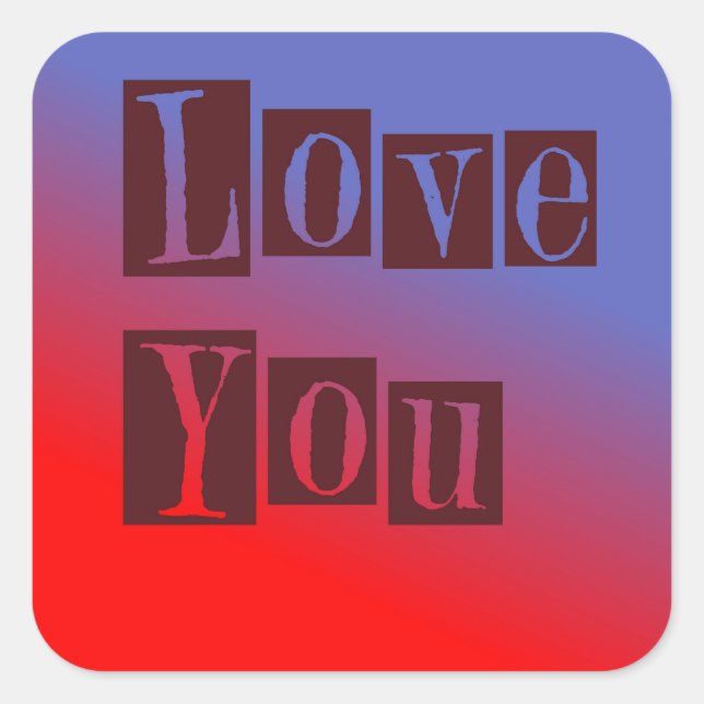 Sticker Carré Vous aime foncé (Devant)