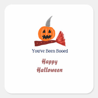 Sticker Carré Vous avez été Hué joy Halloween balai citrouille s